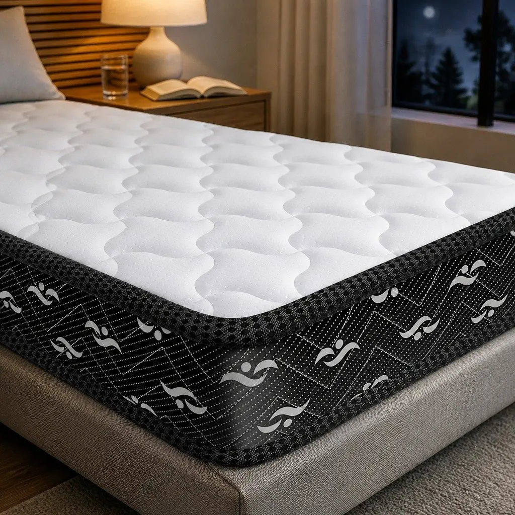 Single Spring Mattress Bonnell Coil 16cm Thick Pocket Tight Support White and Black