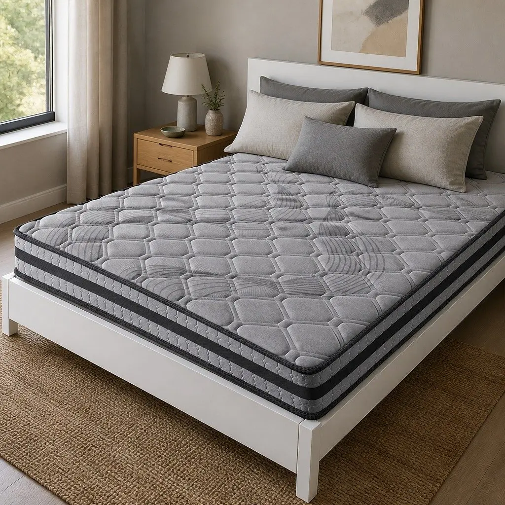 Pocket Spring Mattress Medium Firm 5 Zone Support Grey 188cm x 138cm
