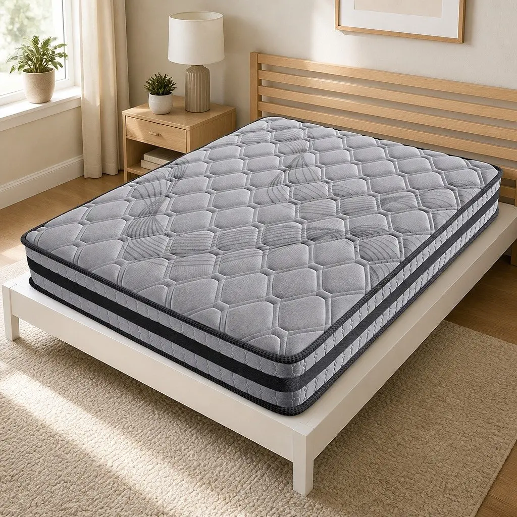 Pocket Spring Mattress Medium Firm 5 Zone Support Grey 188cm x 138cm
