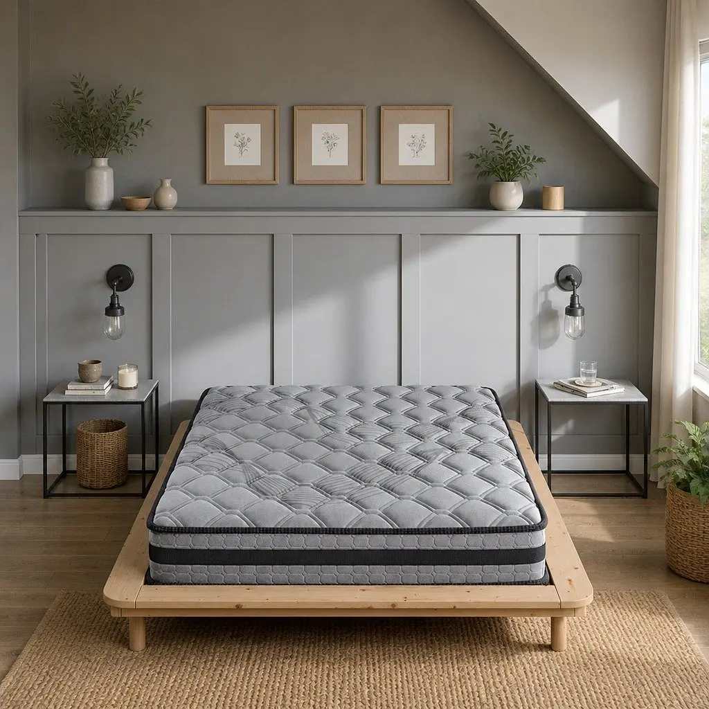 Pocket Spring Mattress Medium Firm 5 Zone Support Grey 188cm x 138cm