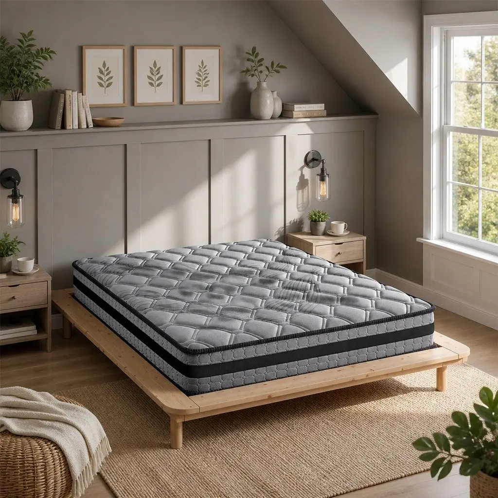 Pocket Spring Mattress Medium Firm 5 Zone Support Grey 188cm x 138cm