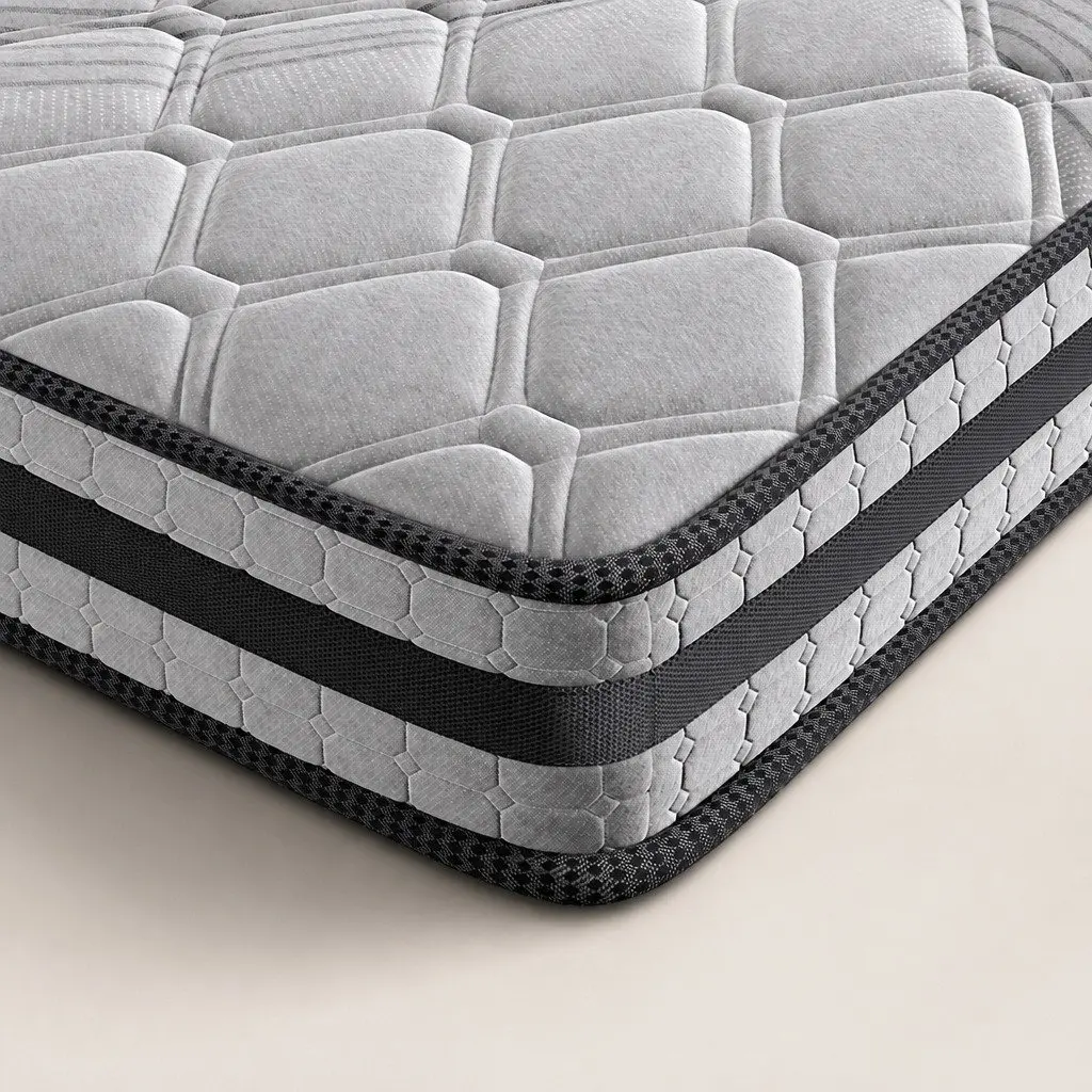 Pocket Coil Spring Mattress Medium Firm King Single 5-Zone Sleep Support Grey 22cm Thickness