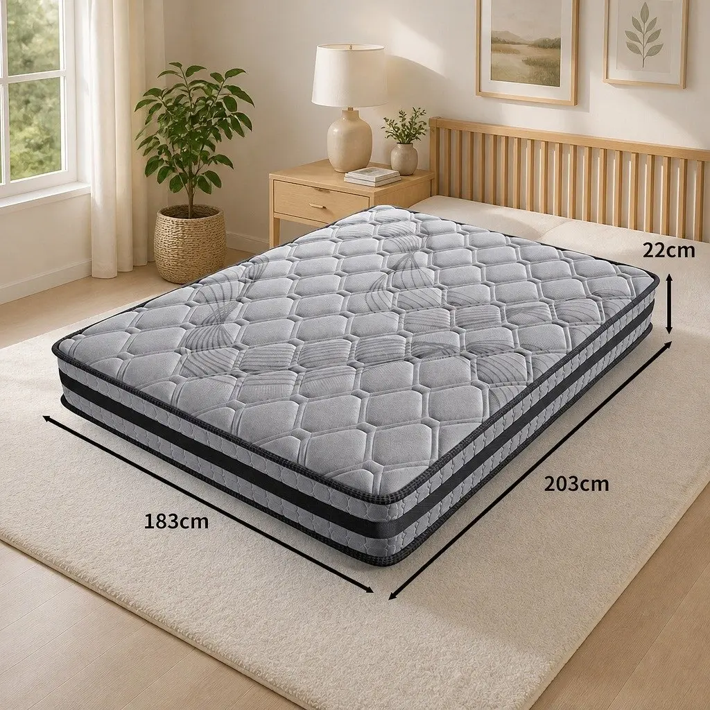King Spring Mattress Pocket Egg 5-Zone Medium Firm Bed Sleep Support Comfort