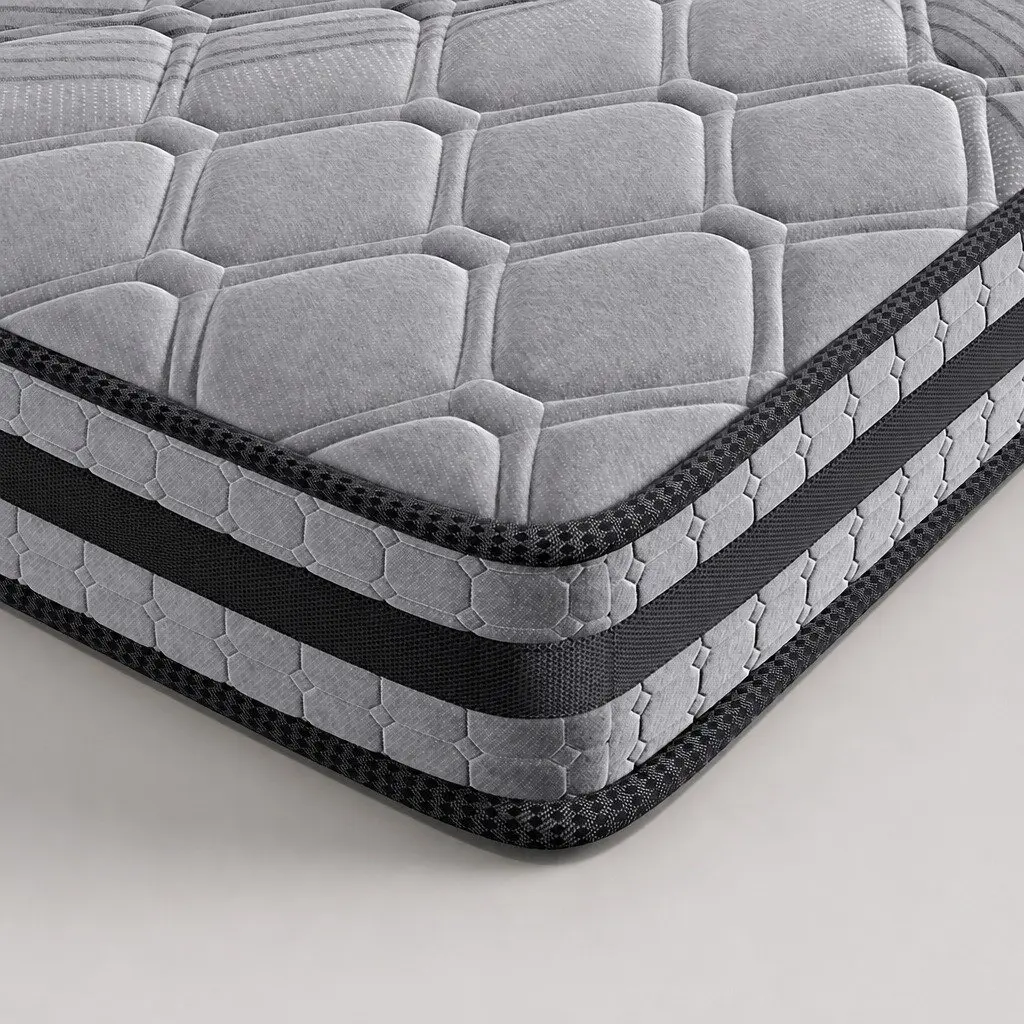 Queen Spring Mattress Pocket Coil Medium Firm Support Breathable Grey 22cm