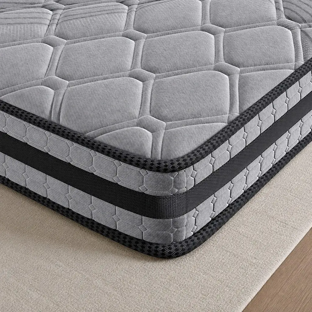 Single Pocket Spring Mattress 5-Zone Medium Firm Support Single Size Grey