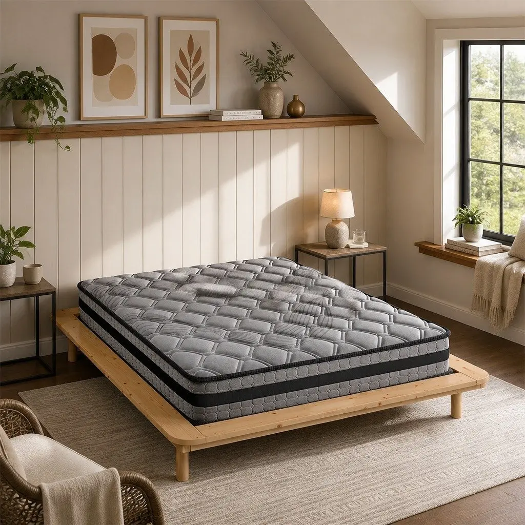 Single Pocket Spring Mattress 5-Zone Medium Firm Support Single Size Grey