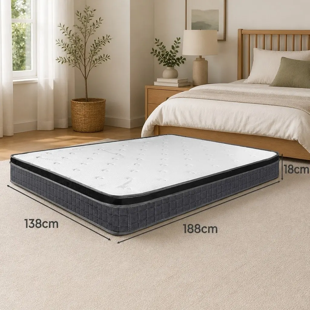Double Bonnell Spring Mattress Medium Firmness 18cm Thick White