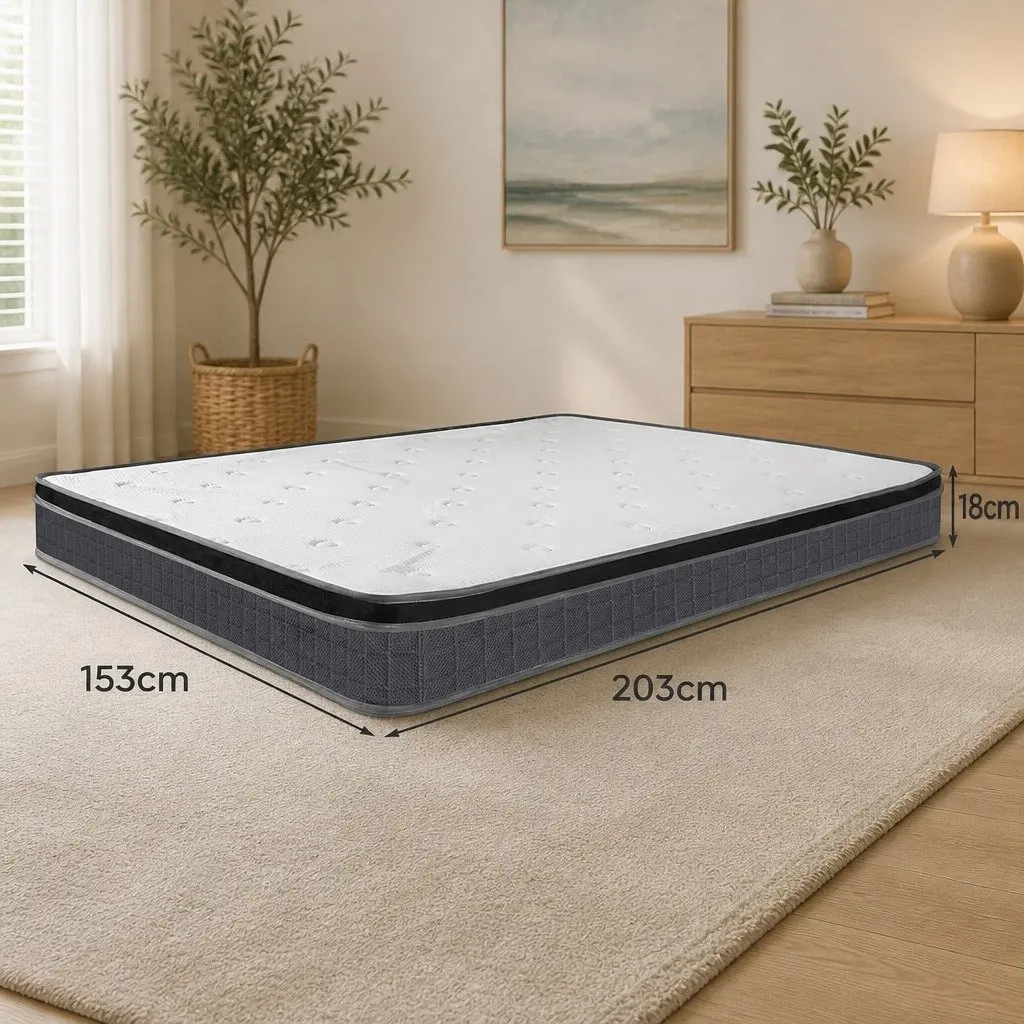 Queen Size Spring Mattress Medium Firmness 18cm White