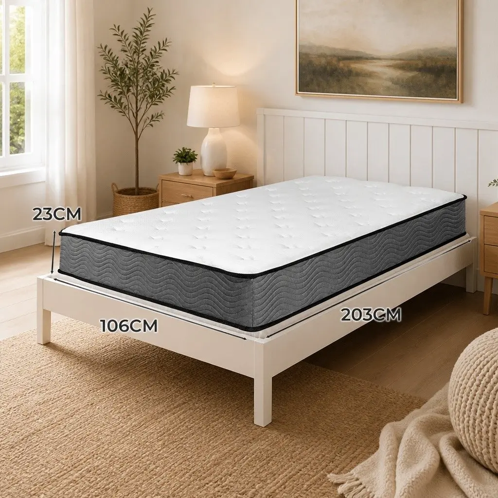 King Single Spring Mattress Extra Firm Support 203cm x 106cm White