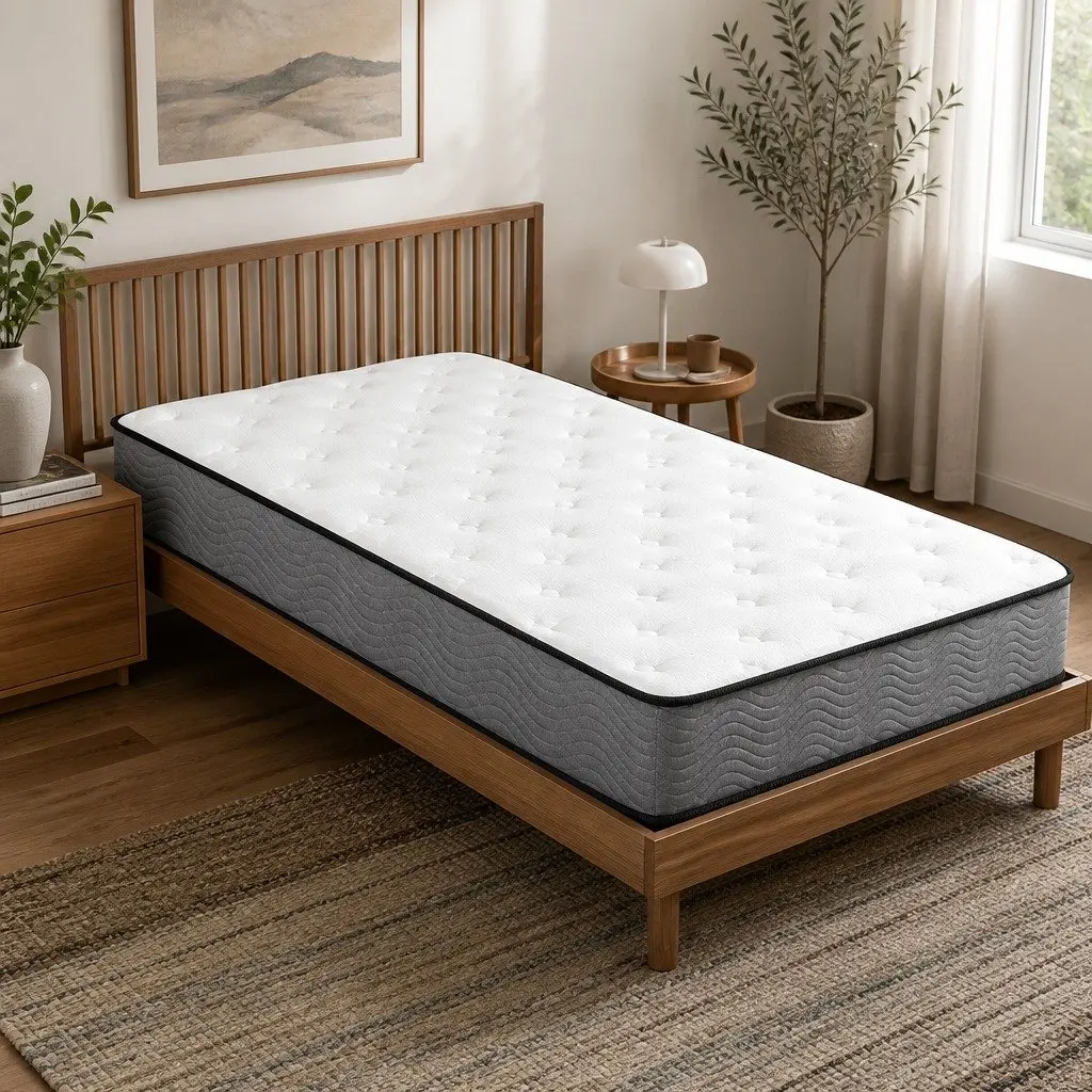 Pocket Spring Mattress Extra Firm Single Size 6-Zone Support White
