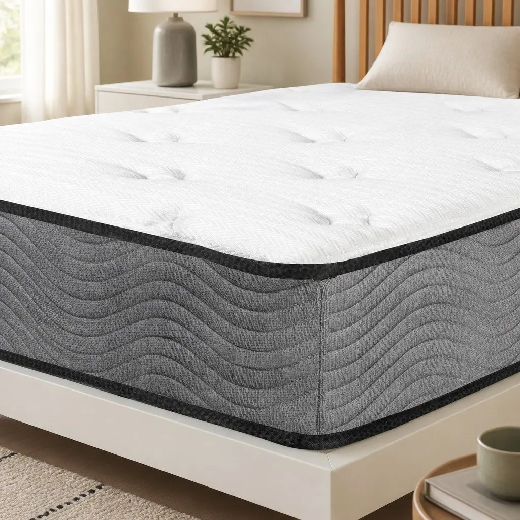 Pocket Spring Mattress Extra Firm Single Size 6-Zone Support White