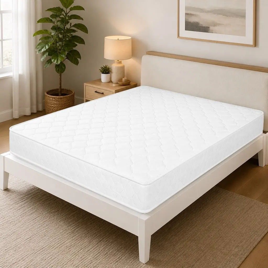 Queen Spring Mattress Bonnell Coil High Firm Foam Bed 203cm x 153cm White