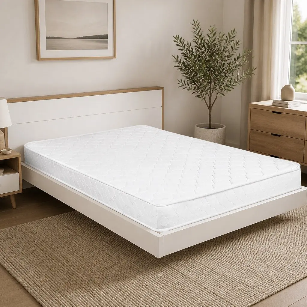 Single Mattress Bonnell Spring Coil High Firm Support 190cm x 91cm White