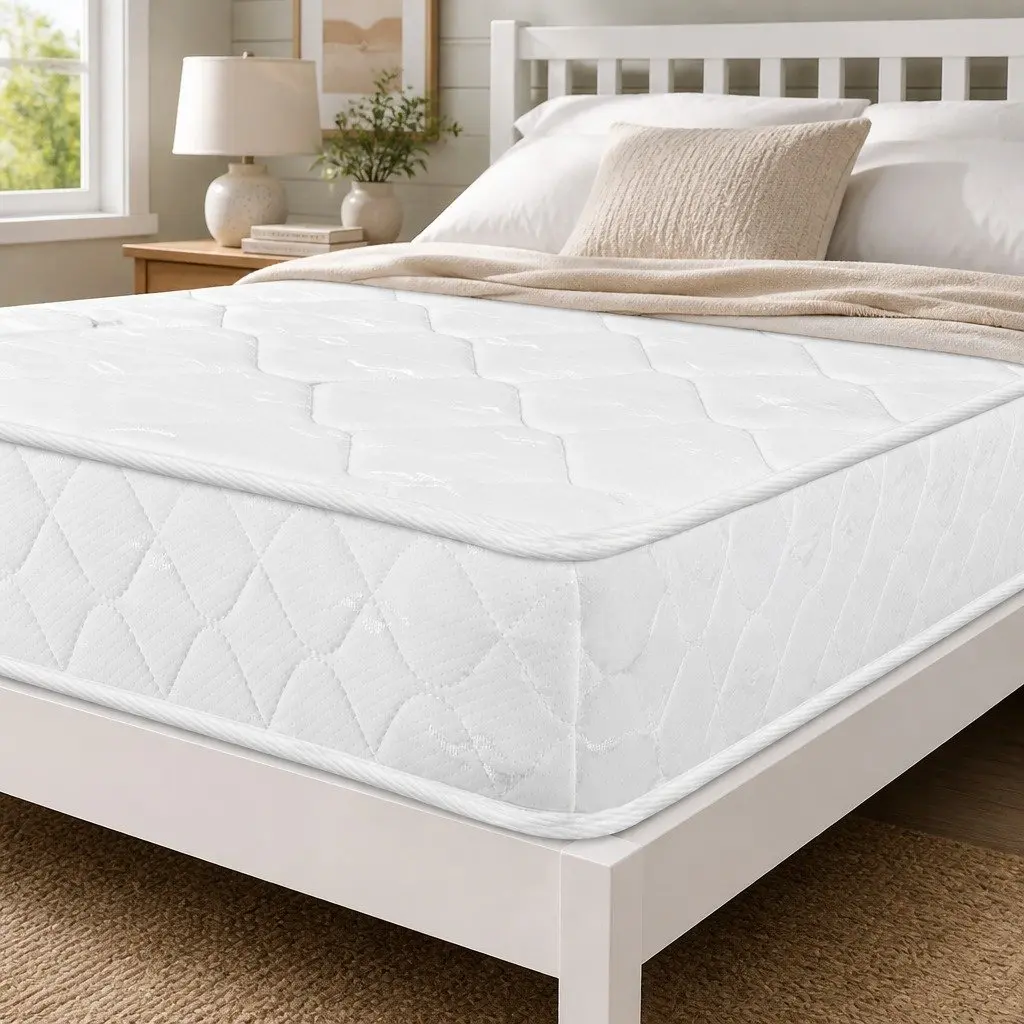 Single Mattress Bonnell Spring Coil High Firm Support 190cm x 91cm White