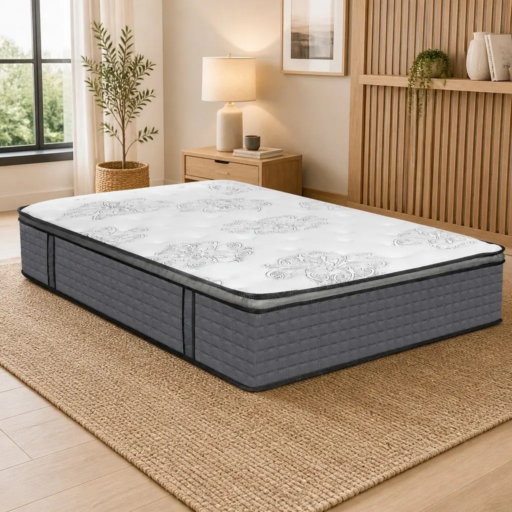 Double Spring Mattress Medium Firmness 5-Zone Support Double Size White
