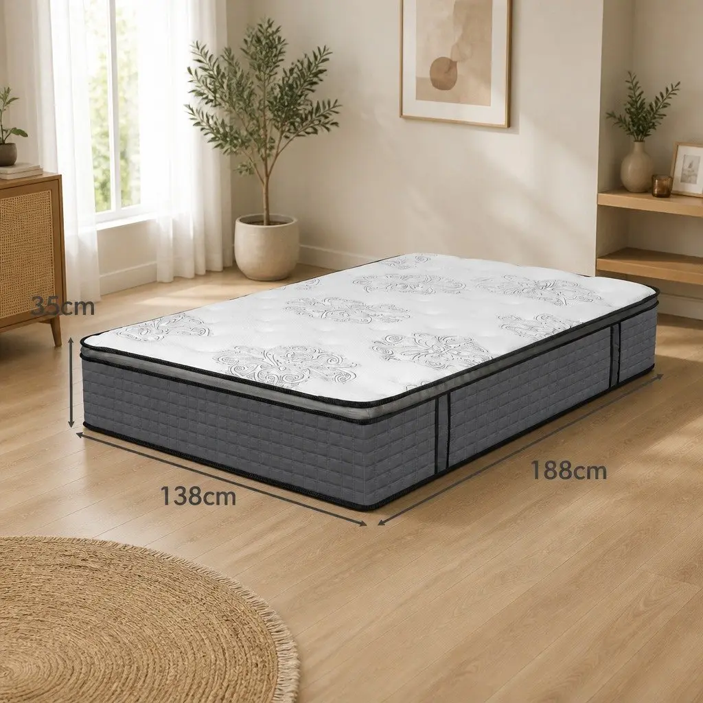 Double Spring Mattress Medium Firmness 5-Zone Support Double Size White