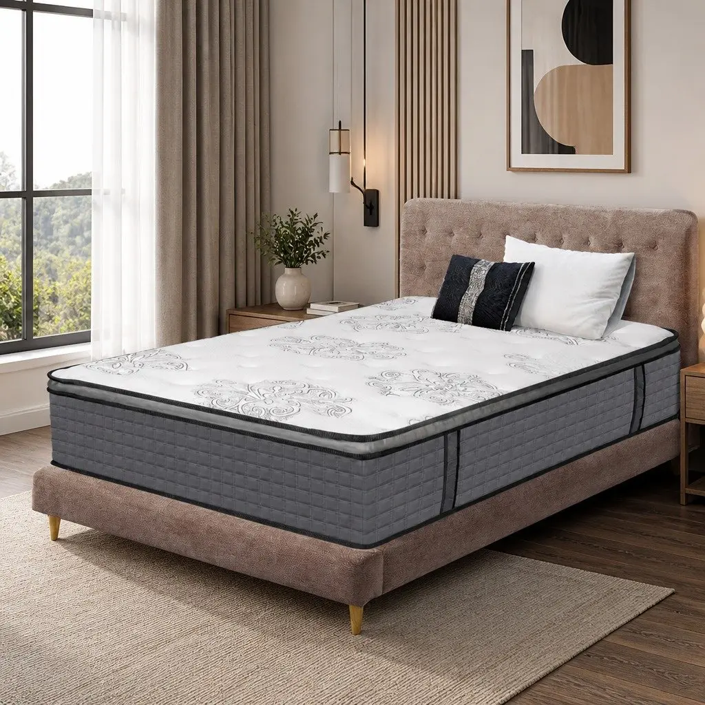 Double Spring Mattress Medium Firmness 5-Zone Support Double Size White