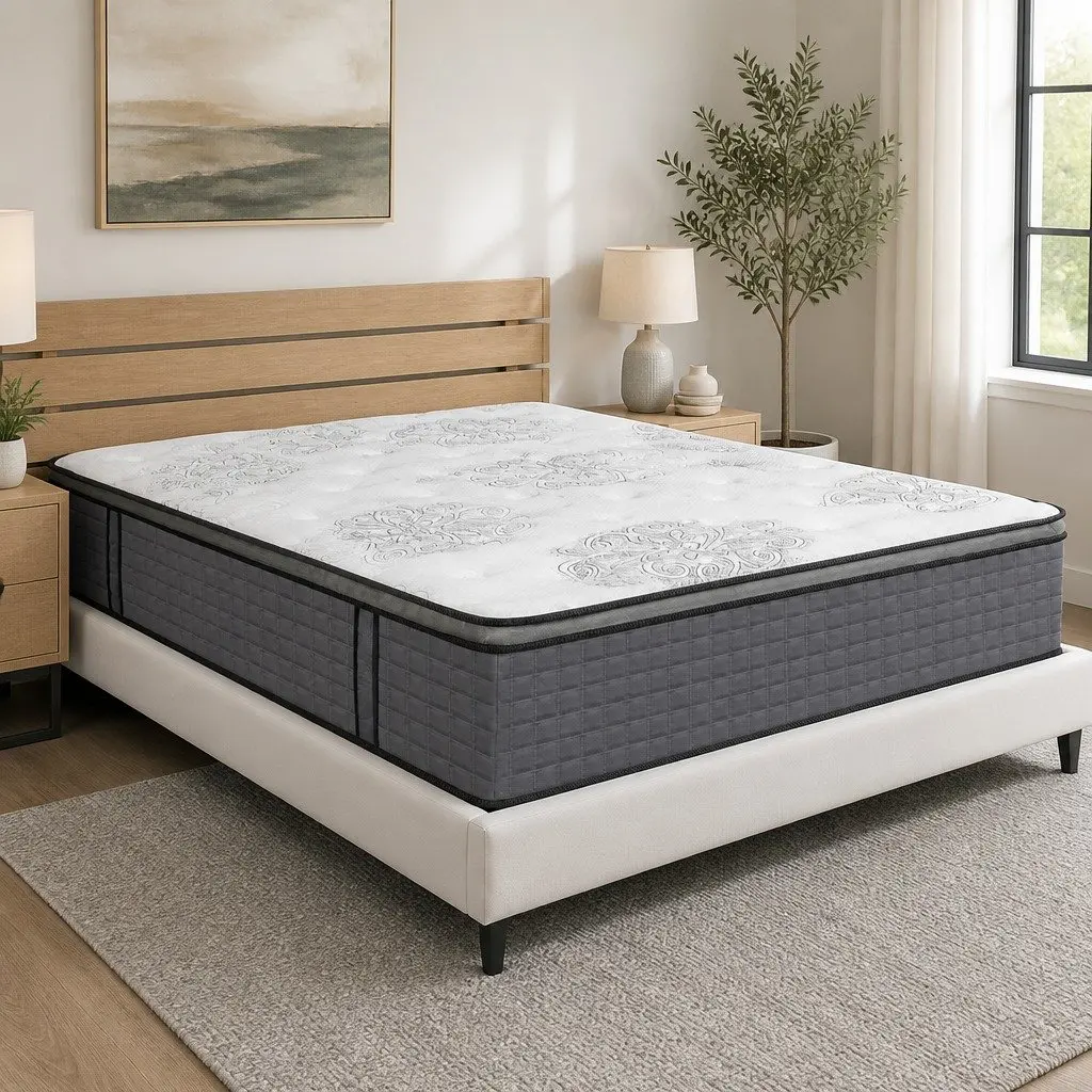 King Size Spring Mattress 5-Zone Pocket Coil Medium Firm Egg-Crate Foam Bed