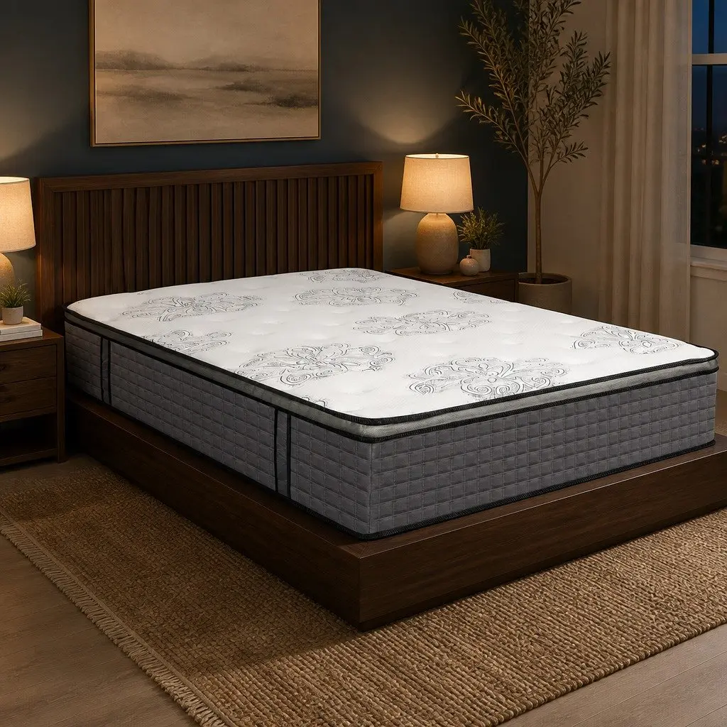 King Size Spring Mattress 5-Zone Pocket Coil Medium Firm Egg-Crate Foam Bed