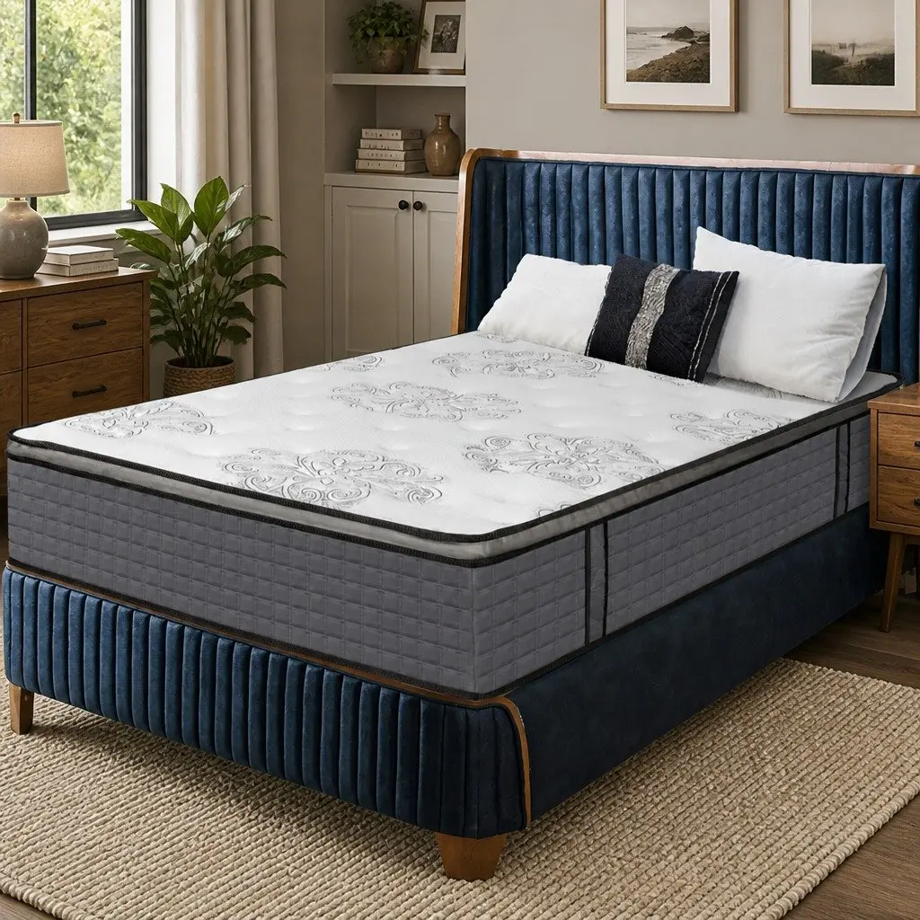 King Size Spring Mattress 5-Zone Pocket Coil Medium Firm Egg-Crate Foam Bed