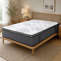 Queen Size Spring Mattress Pocket Coil Egg-Crate Foam Medium Firm Bed