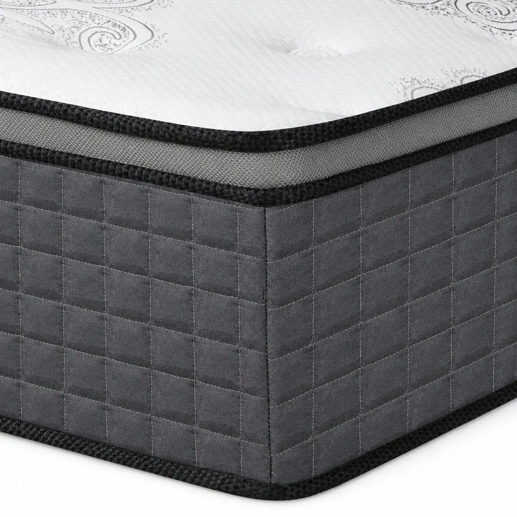 Queen Size Spring Mattress Pocket Coil Egg-Crate Foam Medium Firm Bed