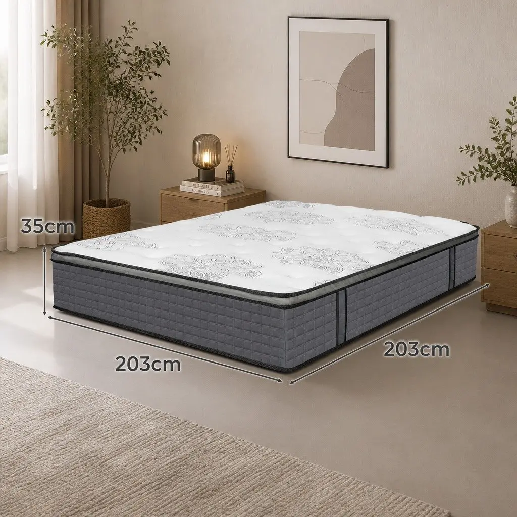 Spring Mattress Pocket Egg Super King Size Bed Memory Foam Support System White