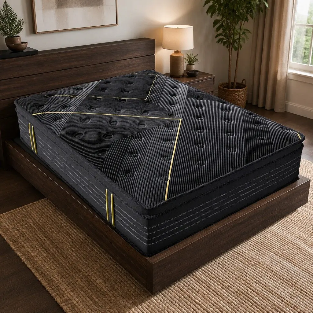 Spring Mattress Pocket Coil Support Double Bed Bamboo Charcoal Black 188cm L x 138cm W 35cm Thickness