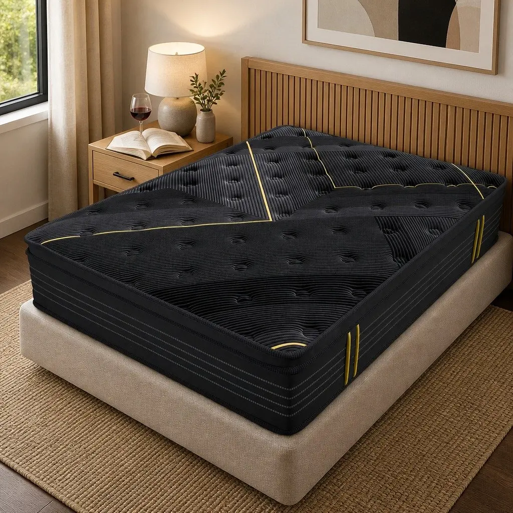 Spring Mattress Pocket Coil Support Double Bed Bamboo Charcoal Black 188cm L x 138cm W 35cm Thickness