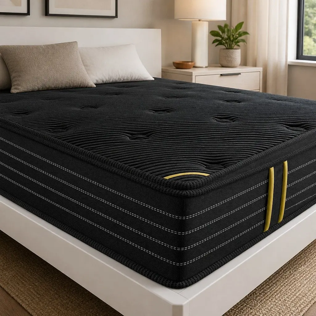 Spring Mattress Pocket Coil Support Double Bed Bamboo Charcoal Black 188cm L x 138cm W 35cm Thickness
