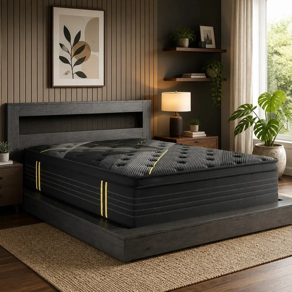 Spring Mattress Pocket Coil Support Double Bed Bamboo Charcoal Black 188cm L x 138cm W 35cm Thickness