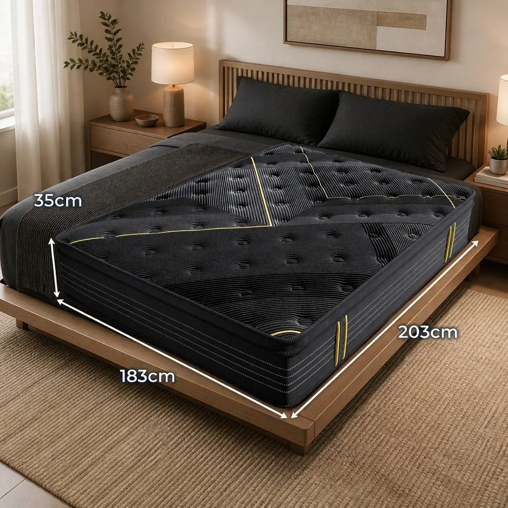 King Mattress with Pocket Springs & Charcoal Fabric