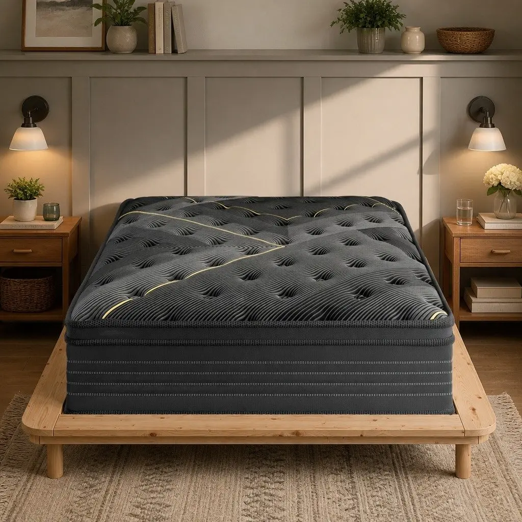 King Mattress with Pocket Springs & Charcoal Fabric