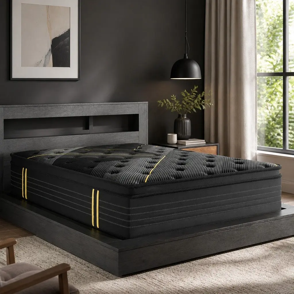 King Mattress with Pocket Springs & Charcoal Fabric