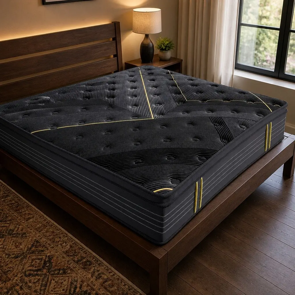Queen Mattress Bamboo Charcoal Pocket Spring Foam Support 203cm x 153cm Black