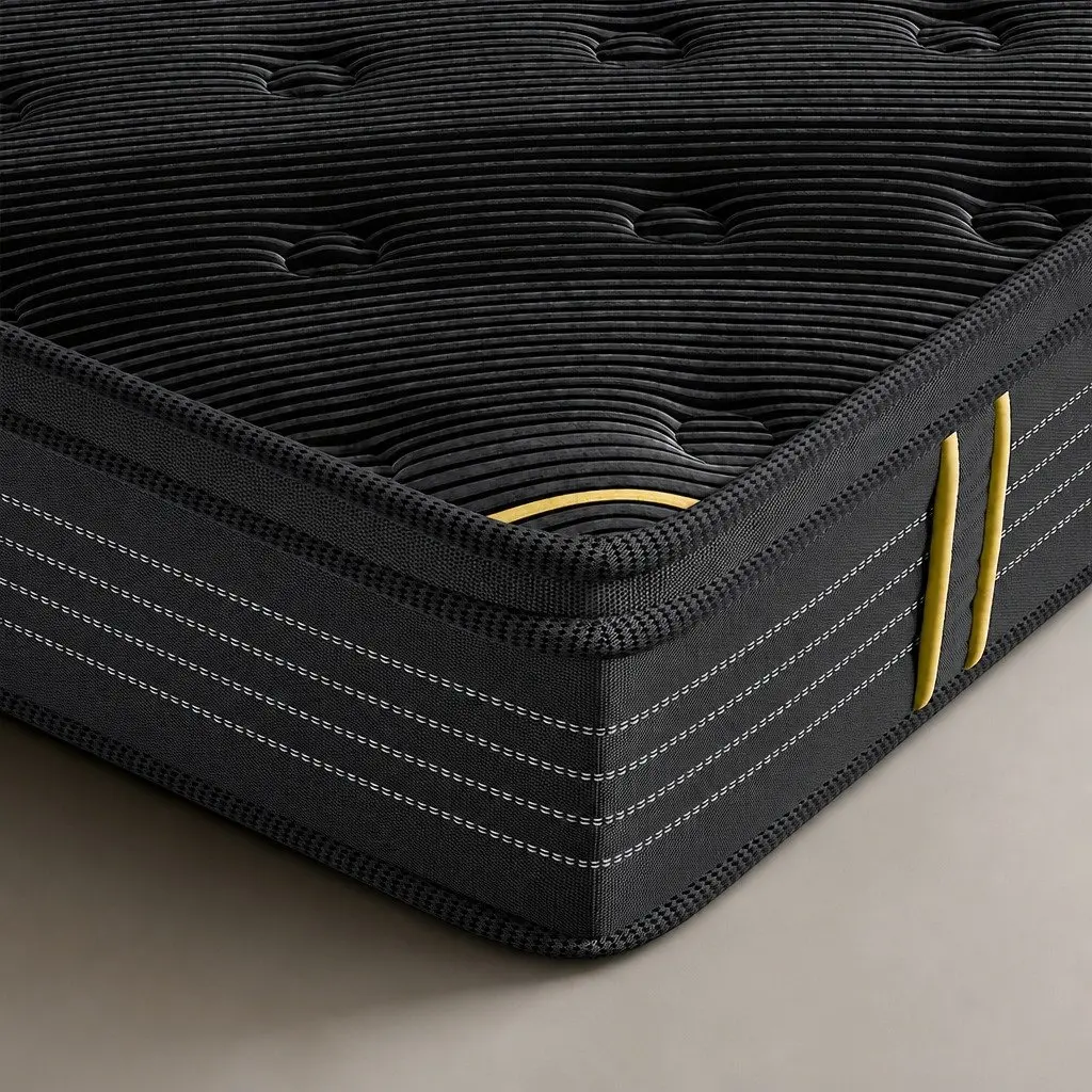 Queen Mattress Bamboo Charcoal Pocket Spring Foam Support 203cm x 153cm Black