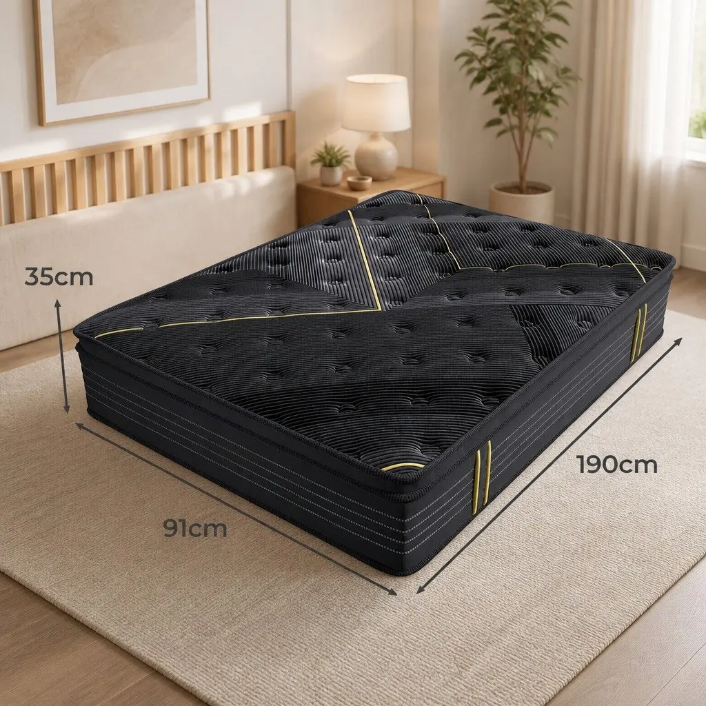 Spring Mattress Single Bamboo Charcoal Pocket Coil Euro Top Comfort Bed