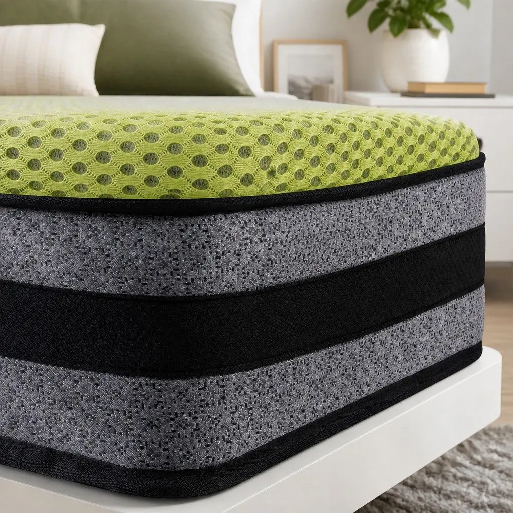 Pocket Spring Mattress Medium-Firm Support King Size White Grey Green