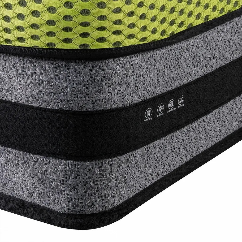 Pocket Spring Mattress Medium-Firm Support King Single 7-Zone Cool Gel Infused Bamboo Fibre White Grey Green