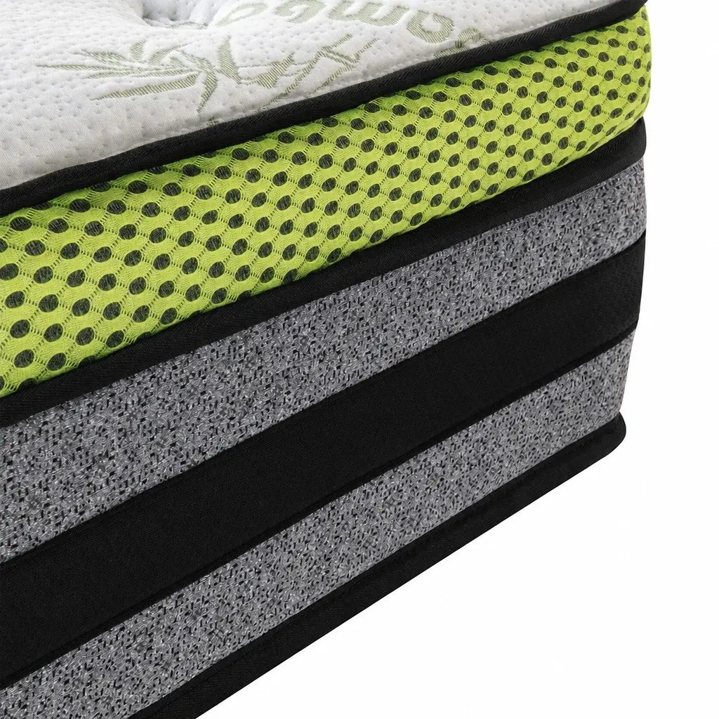 Single Pocket Spring Mattress Medium-Firm Support 190cm x 90cm White Grey Green