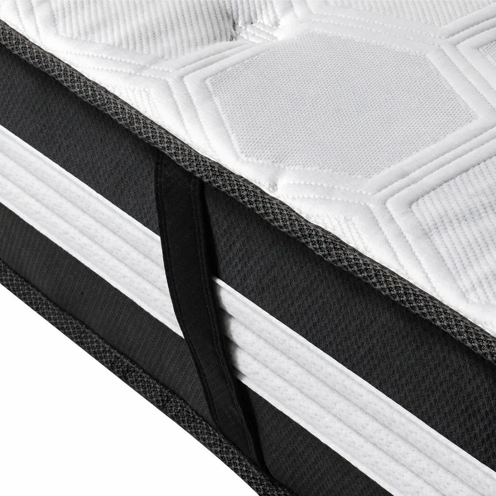 King Mattress Medium Firm 25cm 5 Zone Pocket Spring Cool Gel Black White