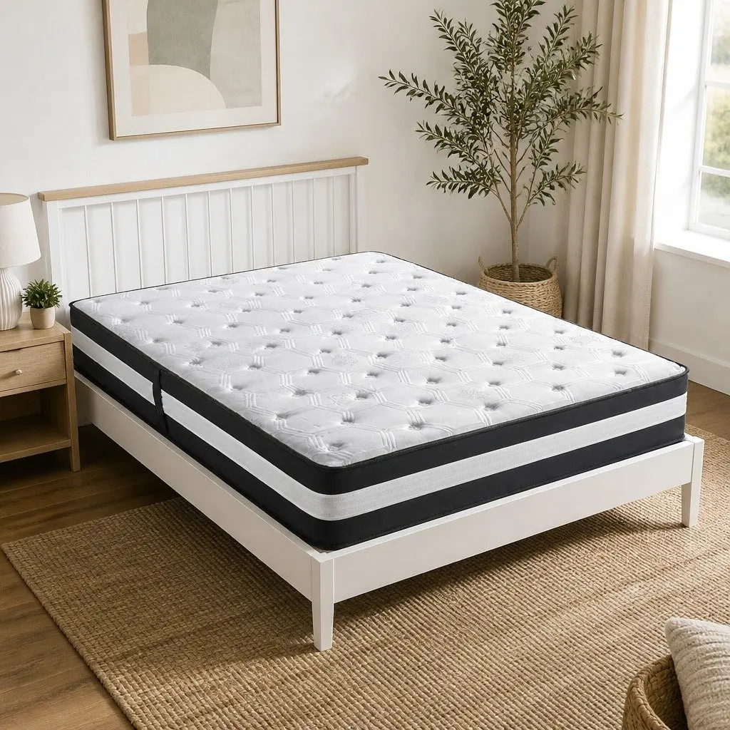King Single Cooling Mattress 5 Zone Pocket Spring 25cm Medium Firm Bed Sleep