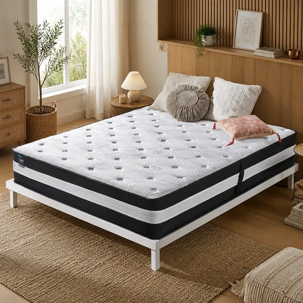 King Single Cooling Mattress 5 Zone Pocket Spring 25cm Medium Firm Bed Sleep