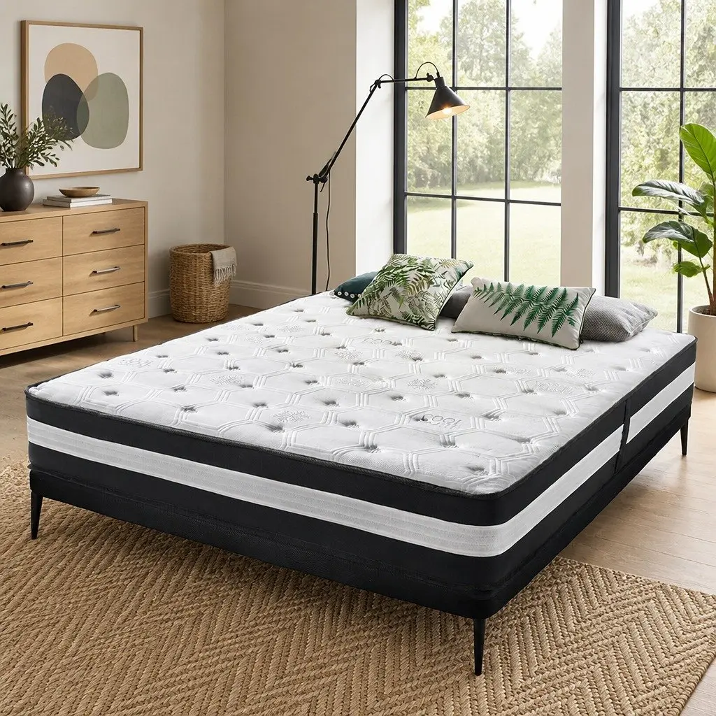 King Single Cooling Mattress 5 Zone Pocket Spring 25cm Medium Firm Bed Sleep