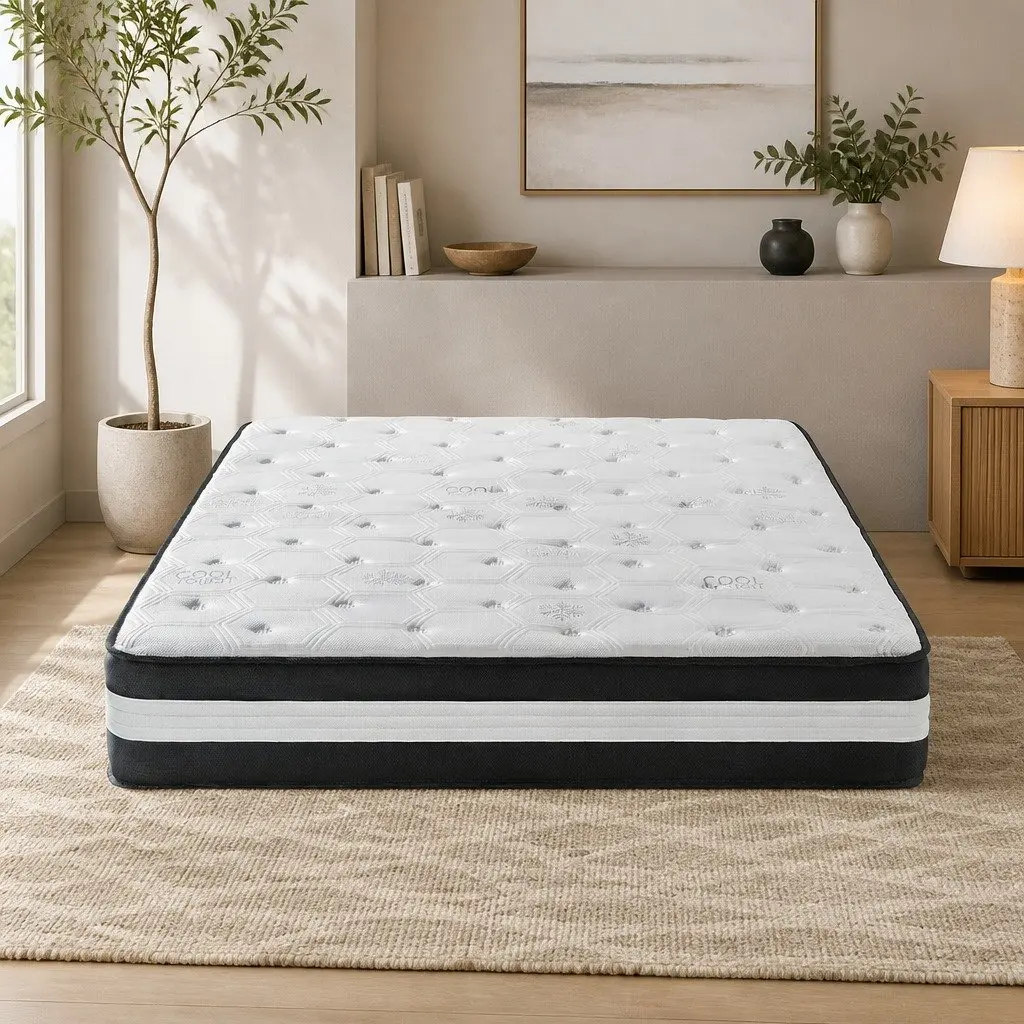 Queen Pocket Spring Mattress Medium Firm Support 25cm Cooling Ice Silk