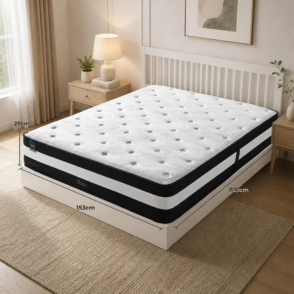 Queen Pocket Spring Mattress Medium Firm Support 25cm Cooling Ice Silk