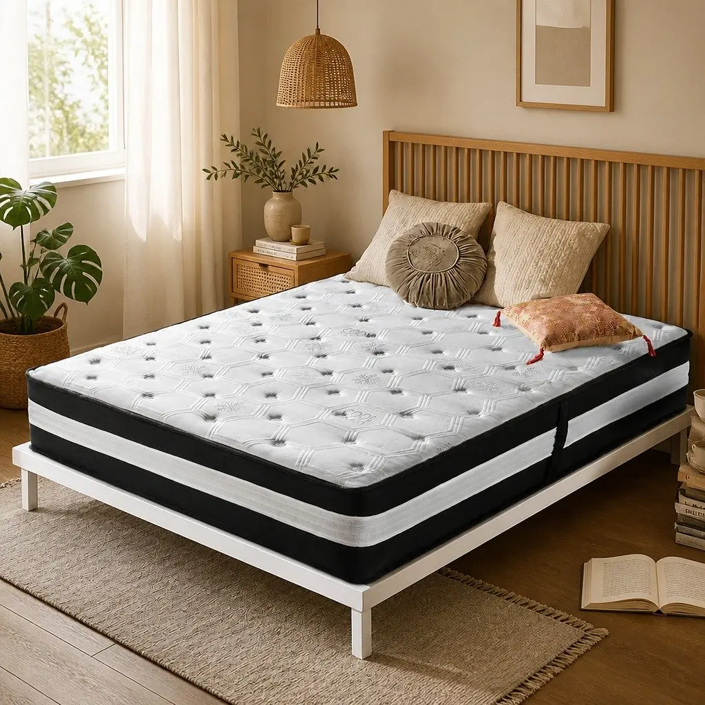 Queen Pocket Spring Mattress Medium Firm Support 25cm Cooling Ice Silk