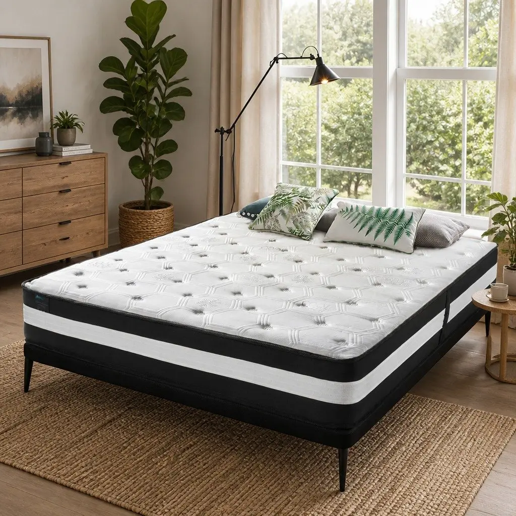 Queen Pocket Spring Mattress Medium Firm Support 25cm Cooling Ice Silk