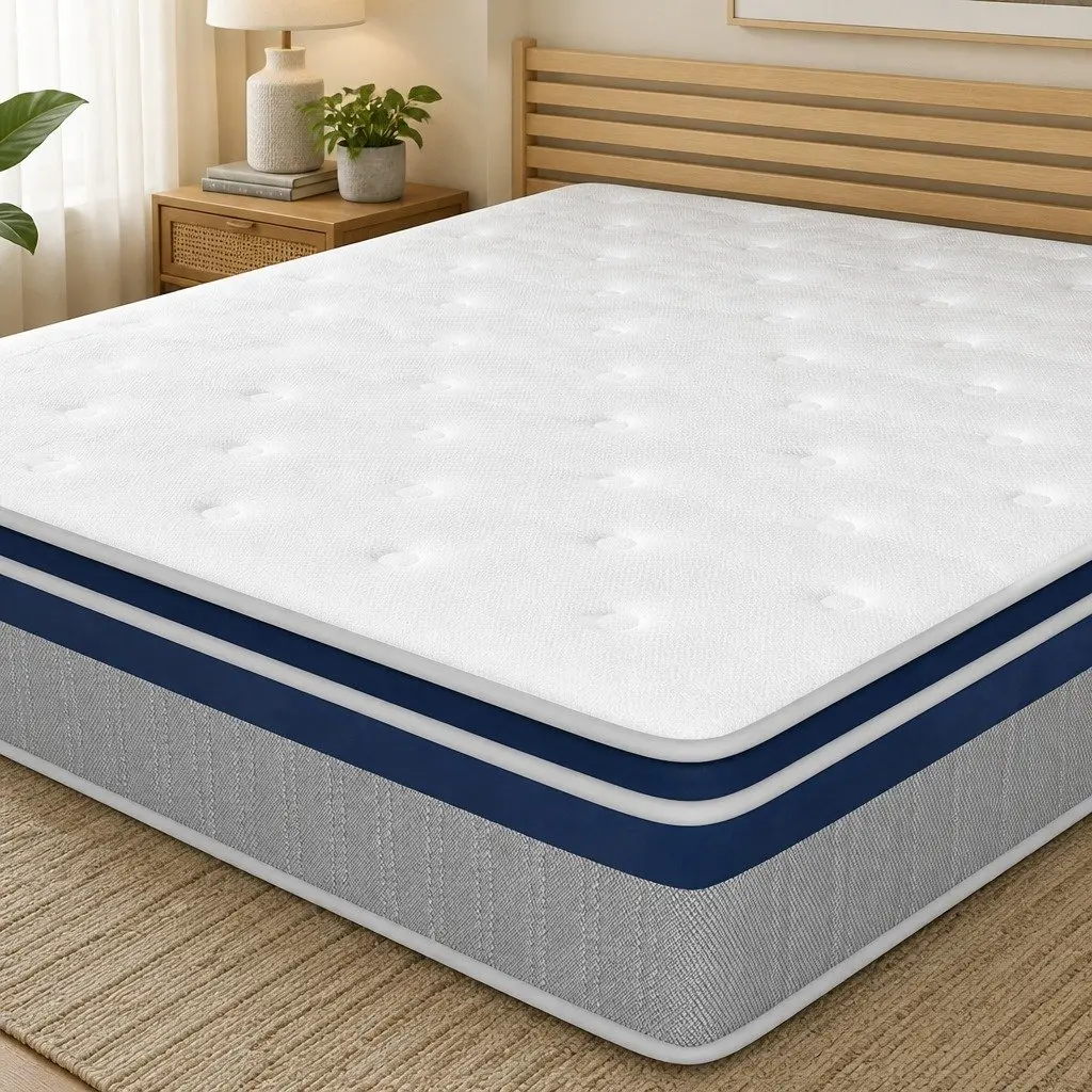 Queen Spring Mattress Pillow Top 32CM Pocket Coil Sleep Support Bed Comfort