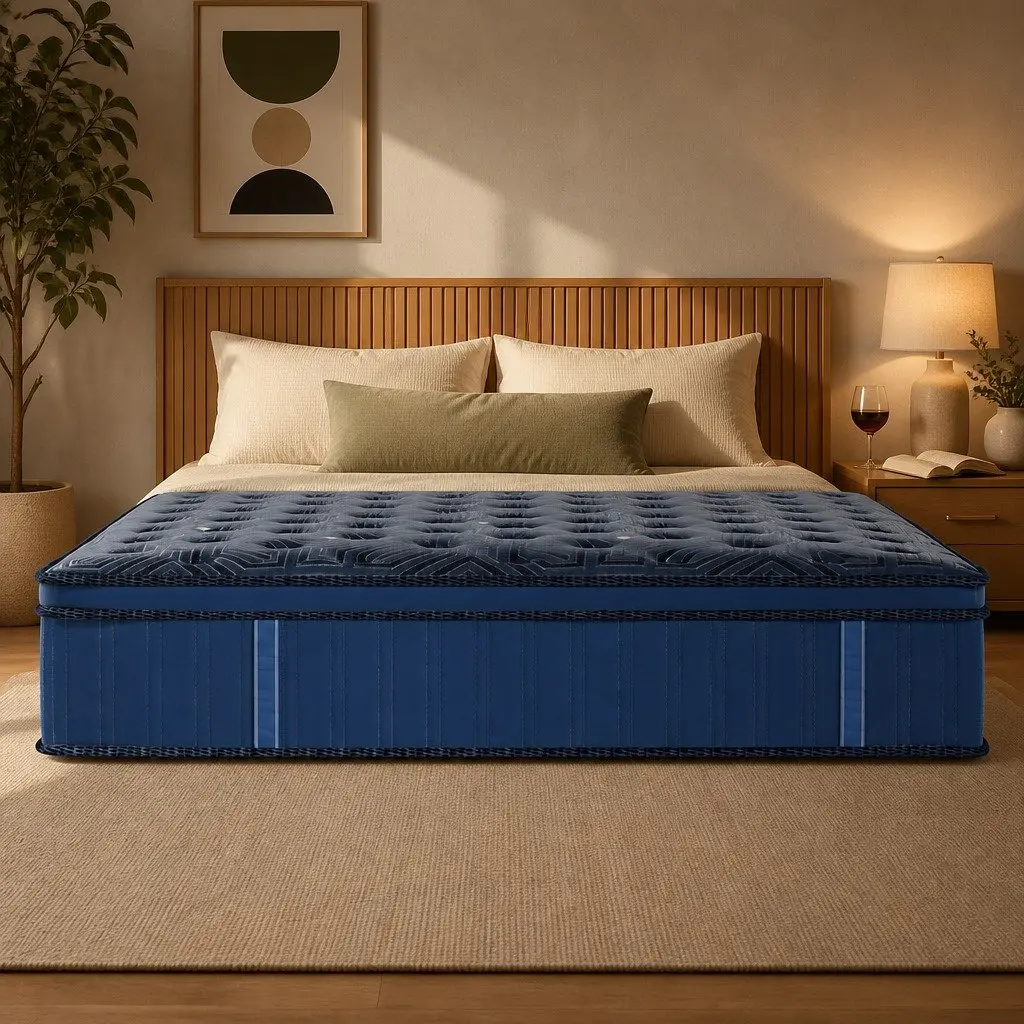 Spring Mattress Euro Top 30CM King Single Pocket Coil Support Blue
